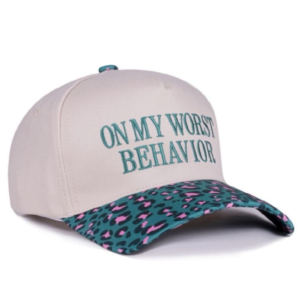 FUN ON MY WORST BEHAVIOR TWO TONE CANVAS COTTON CAP - Picture 2 of 4
